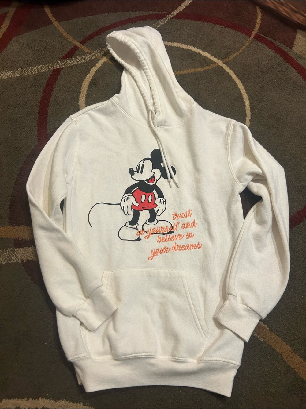 Disney Mickey Mouse off white embroiled hoodie hooded sweatshirt size XXS 00